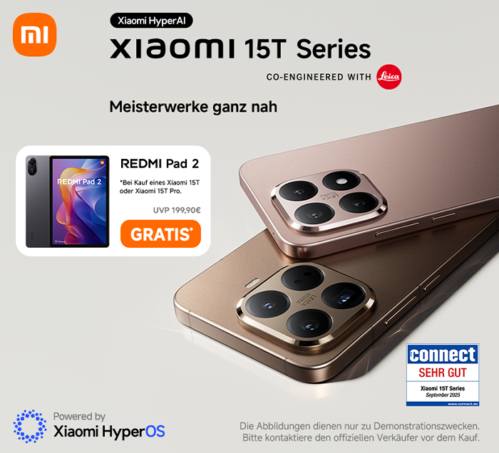 Xiaomi 15T oder 15T Pro kaufen und gratis Redmi Pad 2 erhalten.*