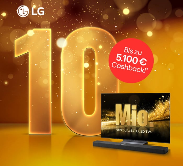 Jetzt bis zu 5100 € Cashback auf ausgewählte LG TVs und Soundbars