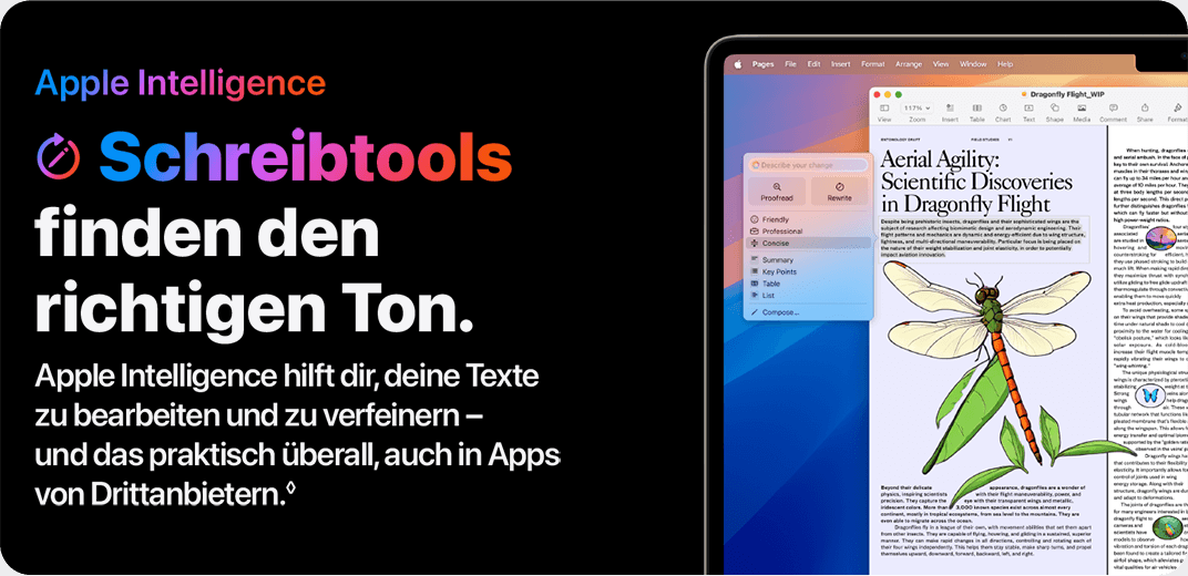 Apple Intelligence | Schreibtools finden den richtigen Ton.