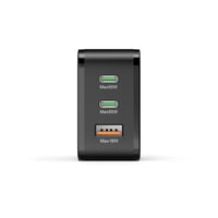 Schnellladegerät, 2x USB-C, 1x USB-A, PD, 65 W, Schwarz (00201961) Schnellladegerät (USB-A + USB-C)