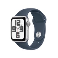 Watch SE GPS, 44 mm Aluminiumgehäuse Silber, Sportarmband Sturmblau – M/L