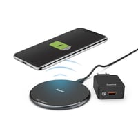 Wireless Charger Set "QI-FC10", 10 W, kabelloses Smartphone-Ladepad, Schw.