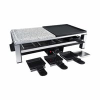Severin Raclette-Grill, mit großer Grillplatte, Keramik- & Antihaftbeschichtung, 8 Raclette Pfännchen & 8 Spatel, Tischgrill für bis zu 8 Personen, 1.400 W Leistung, schwarz, RG 9670