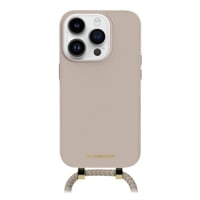 Case & Me Handyhülle mit Kette für iPhone 15 Pro, 6,1 Zoll, Graubraun
