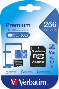 Premium Micro SDXC 256GB C10/U1 + Adapter micro SDXC Speicherkarte