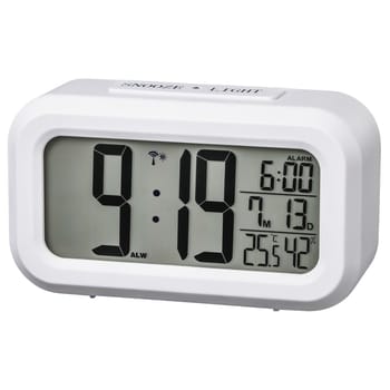 Hama Digitalwecker KOS – Mit LCD-Anzeige Für Uhrzeit, Datum, Temperatur, Schlummerfunktion & Reisetauglichkeit (Weiß)