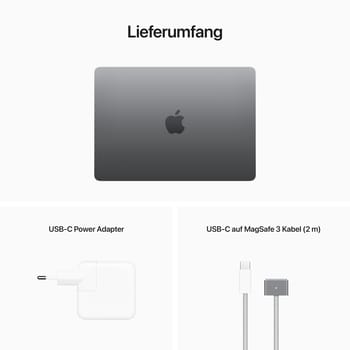 MacBook Air, 13 Zoll, Space Grau, 2022, M2, 8-Core CPU, 8-Core GPU, 16 GB, 256 GB SSD