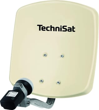 TechniSat DIGIDISH 33 Satellite Dish for 2 Participants (33 cm Small Satellite System, Complete Set with Wall Mount and Universal Twin-LNB) White