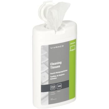 VIVANCO PC Office Bildschirm Reinigungstücher, 100 Stück 