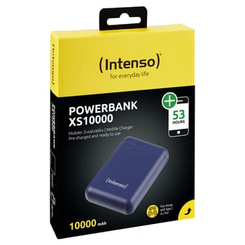 Powerbank XS10000, 10000 mAh, USB-A, Micro-USB, USB-C, Blau