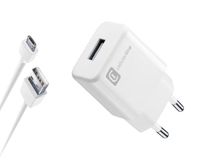USB Charger Kit 2A mit Micro-USB Kabel 1m White