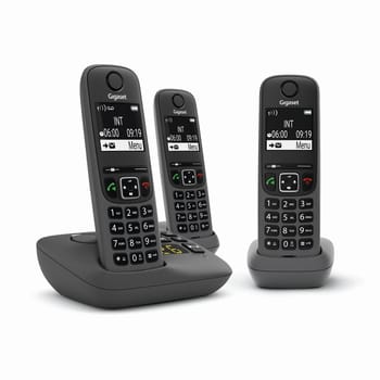 Gigaset AE690A Trio Telefono Fisso Senza Fili Con Segreteria - 3 Cornici In Colore Antracite, Alimentazione A Batteria, Display Con ID Chiamante, Sistema Digitale DECT