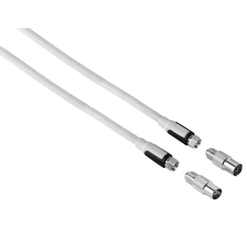 Hama Sat TV Antennenkabel Quick-Fix – 2m, F-Stecker, 90dB, 4K UHD HD, 3-fach Geschirmt, Vergoldet, In Weiß