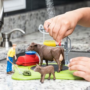 Kuh Waschstation Spielfiguren-Set