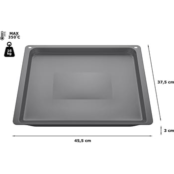 Vhbw Set 2 Pezzi Teglia Da Forno E Griglia Compatibili Neff Z12CB10A0 - 45,5x36 Cm - Teglia Smaltata Nera Antiaderente + Griglia In Acciaio Nichelato