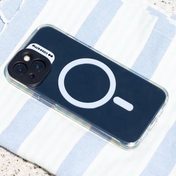 Case & Me Handyhülle für iPhone 15, 6,1 Zoll, Blau/Transparent