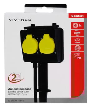 VIVANCO Outdoor 2fach Steckdose mit Erdspieß, 3m bei expert kaufen