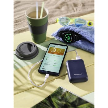 Powerbank XS10000, 10000 mAh, USB-A, Micro-USB, USB-C, Blau
