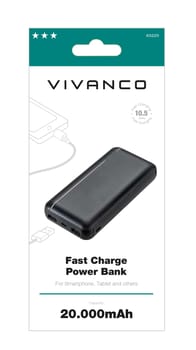 Fast Charge Power Bank 20.000mAh, 10.5W Schwarz (63225)