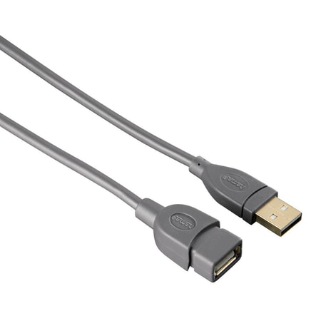 USB-2.0-Verlängerungskabel, vergoldet, geschirmt, Grau, 5,00 m