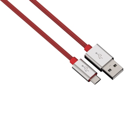 Lade-/Sync-Kabel "Color Line", Micro-USB, Aluminium, 0,5 m, rot