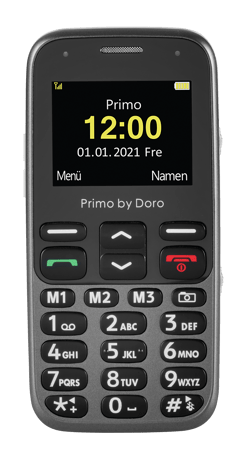 Primo 218 by Doro Mobiltelefon mit großem Fardisplay, Sturzsensor,  Notruftaste, Taschenlampe, Ortung, inkl. Tischladestation, Graphit :  : Elektronik & Foto