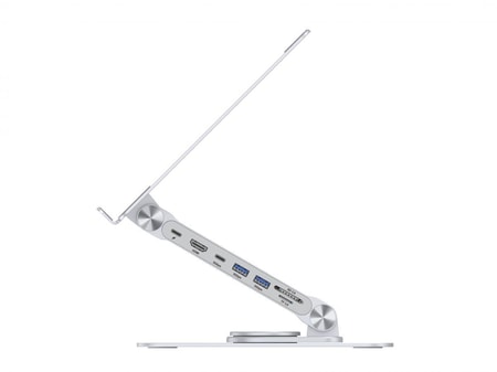 CONCEPTRONIC DONN27G Laptopstandaard met 7-in-1 dockingstation, 360° draaibare sokkel, inklapbaar, in hoogte verstelbaar