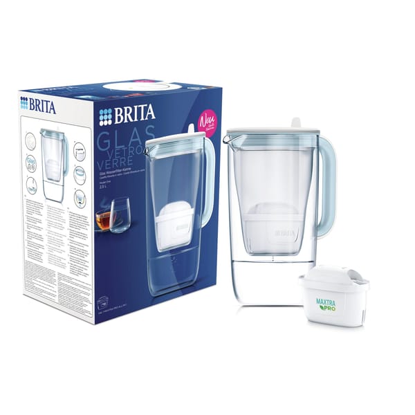 BRITA Wasserfilter Glas Wasserfilter-Kanne hellbla
