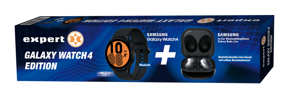 Bundle Galaxy Watch4 Bluetooth Aluminiumgehäuse 44mm black + Galaxy Buds Live black