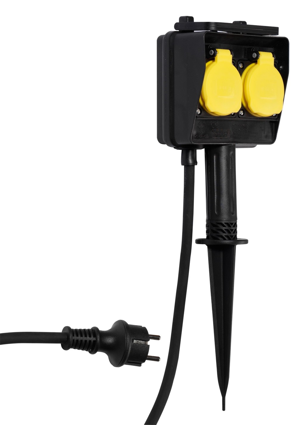 Outdoor 2-fach Steckdose mit Erdspieß, 3m (61155)