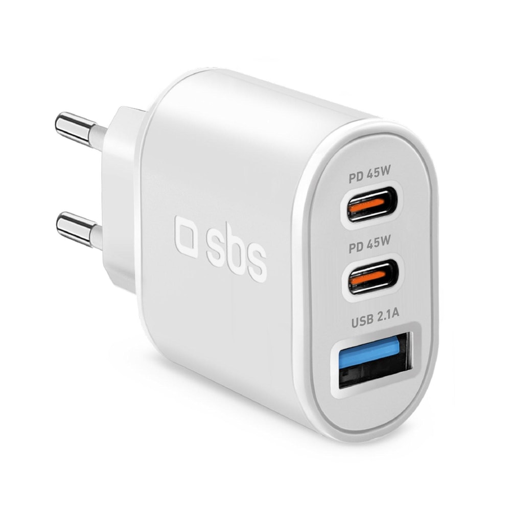 55-Watt-Ultra-Schnellladegerät mit Power Delivery für Akkus, USB-A, USB-C, Weiß