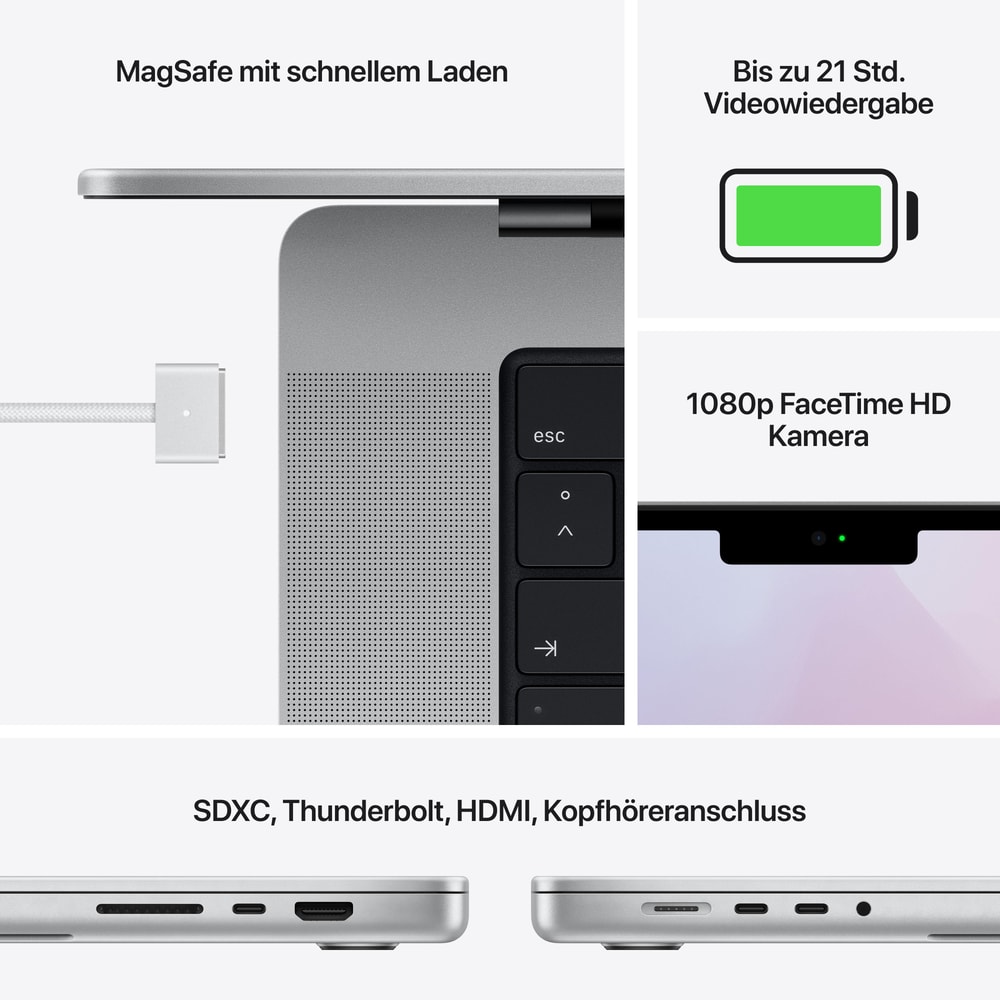 MacBook Pro 16 Zoll CTO silber, 2021, Apple M1 Max