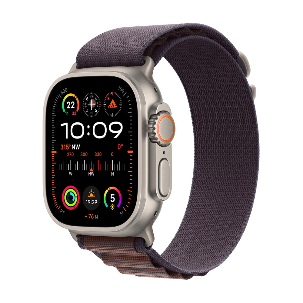 Watch Ultra 2 GPS + Cellular, 49 mm Titan­gehäuse, Alpine Loop Indigo – Medium