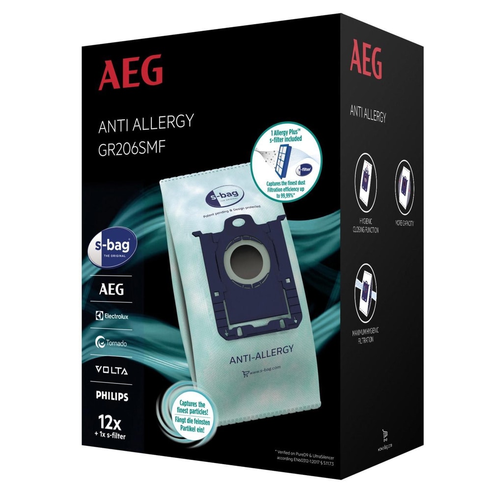 GR206SMF 12 s-bag Anti-Allergy Staubsaugerbeutel + 1 Allergie-Plus S-Filter