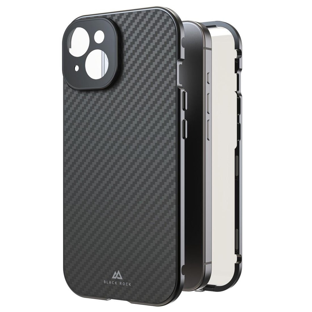Cover "360° Glass" für Apple iPhone 15, Real Carbon (00221252) Handyhülle