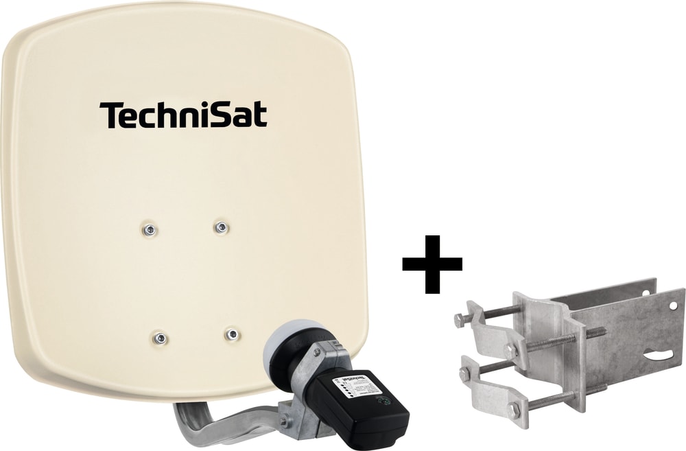 DIGIDISH 33 mit Satfinder V/H-LNB, inkl. An-Rohr-Fitting, beige