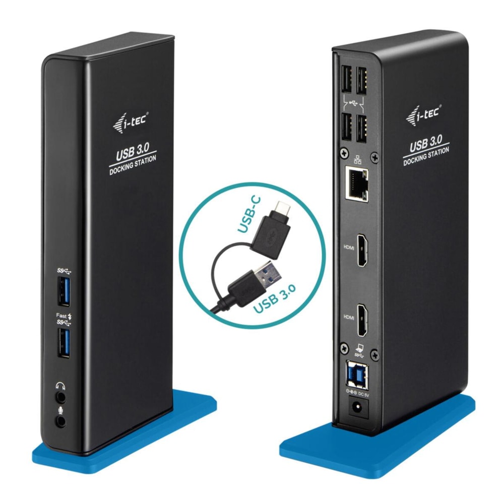 USB 3.0/USB-C Dual HDMI Docking Station, Schwarz