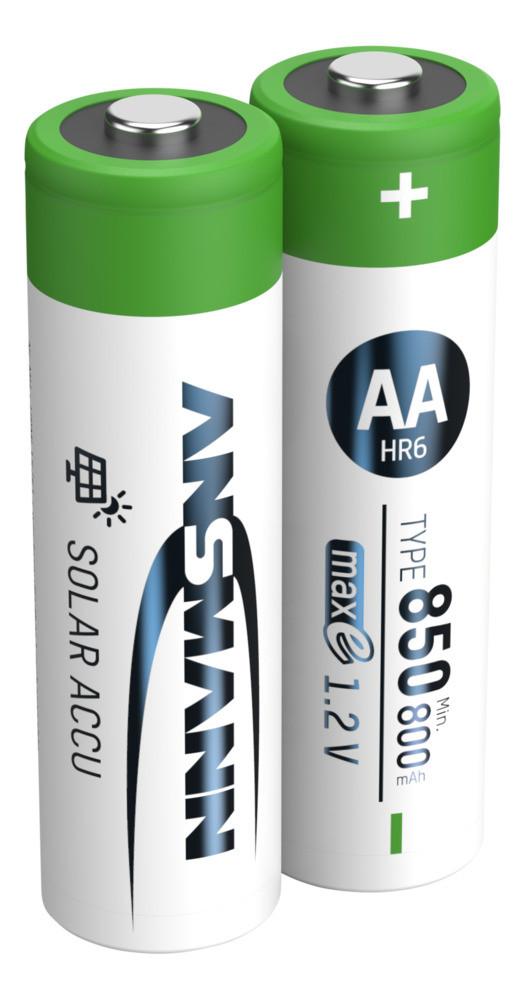 Solar NiMH Akku Mignon AA Typ 850 (min. 800 mAh) maxE 2er Papierblister