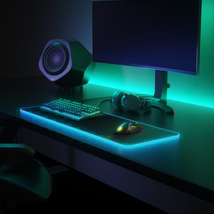 Abbildung Mauspad aus mikrogewebtem Stoff mit Gaming-Beleuchtung