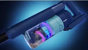 Abbildung Durch die PowerCyclone 10-Technologie wird Staub bei geringem Akkuverbrauch beseitigt.