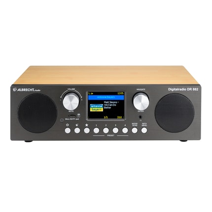 Abbildung DAB+ und UKW Radio mit zwei integrierten Stereo-Lautsprechern