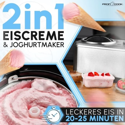 Abbildung 2 in 1 – Eiscremeautomat und Joghurtmaker in Einem zur Zubereitung von Eiscreme, Joghurt, Frozen Joghurt und Sorbet