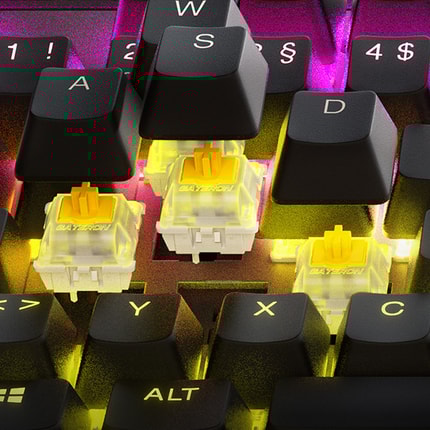 Abbildung Gaming-Tastatur ohne Ziffernblock mit optischen Schaltern