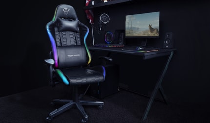 Abbildung Gaming-Stuhl mit RGB LED-Beleuchtung, ausgedehnte und komfortable Gaming-Sessions