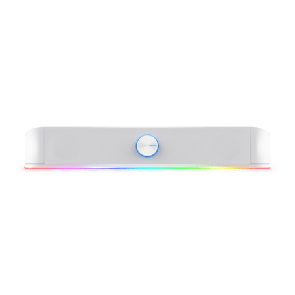 Abbildung Stereo-Soundbar mit RGB-Beleuchtung und platzsparendem Design