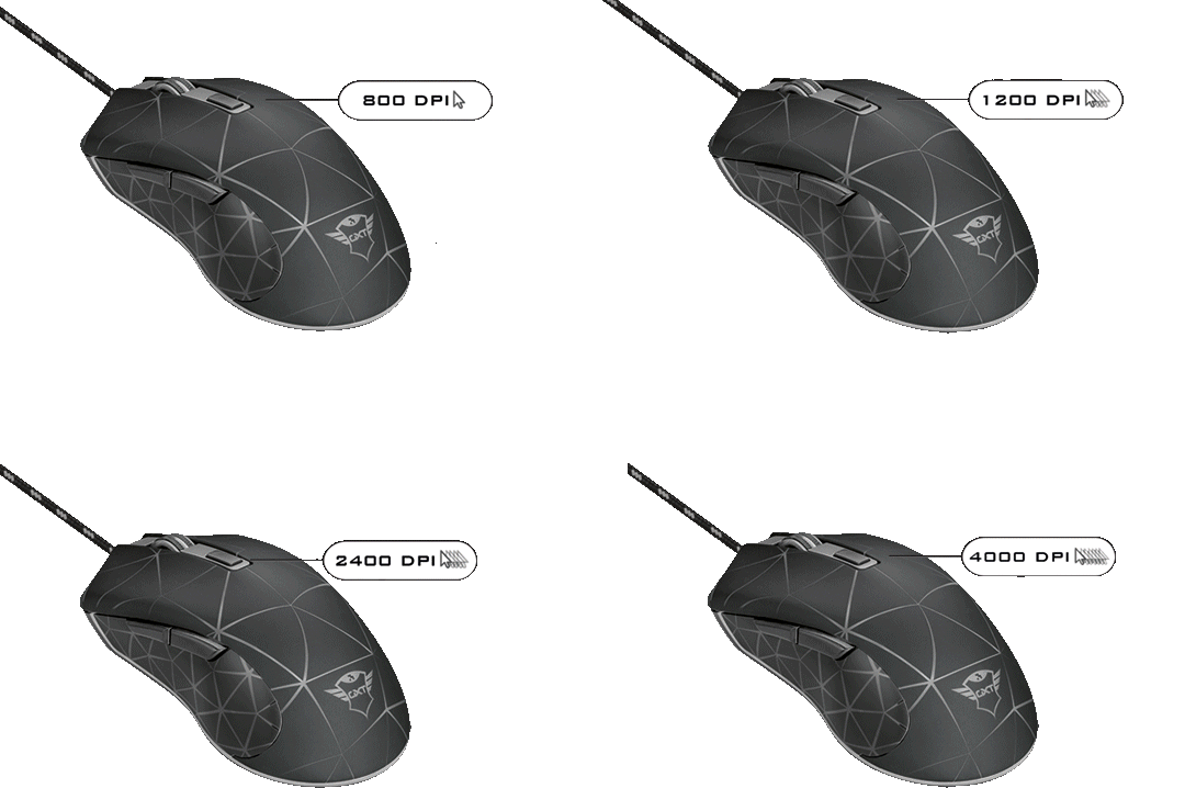 Abbildung Präzise Gaming-Maus mit strukturierten Seiten und einzigartigem LED-Lichtdesign