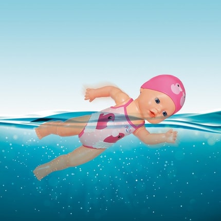 Abbildung Die Aufziehpuppe schwimmt Kraul und Schmetterling ganz ohne Batterien