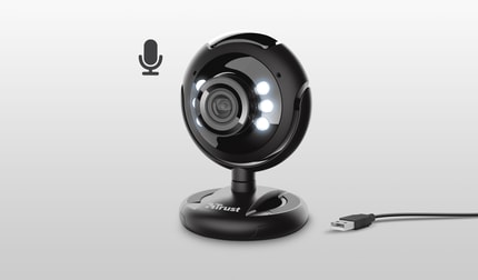 Abbildung USB-Webcam mit eingebautem Mikrofon und integrierten LED-Leuchten