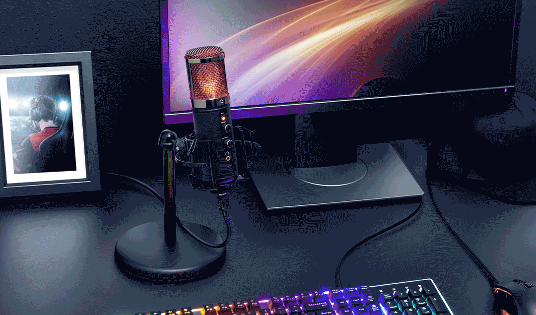 Abbildung Streaming-Mikrofon mit RGB-Beleuchtung für hochpräzise Aufnahmen; für Streaming, Podcasting, Voice-over und akustische Musik