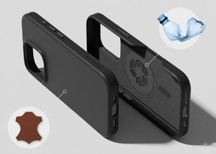 Abbildung Langlebiges Vollnarbenleder trifft auf wiederverwertete Materialien